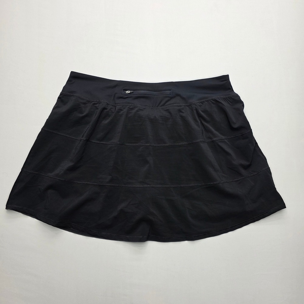 Crane Women Black Tiered Athletic Skort XL Tennis Golf Skort Back Zip Pocket